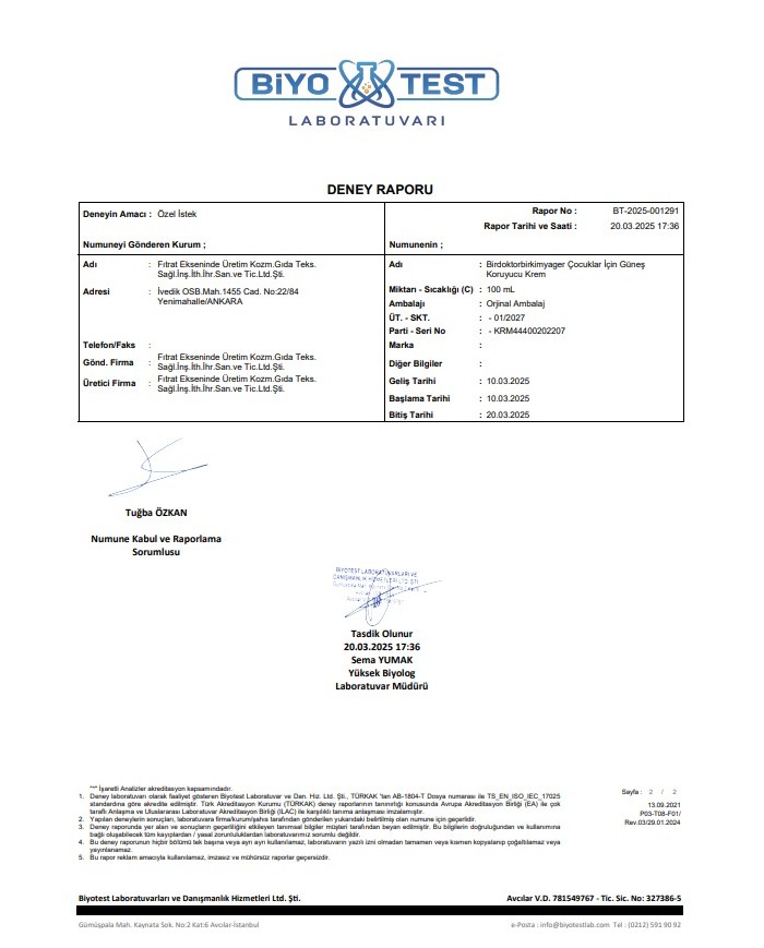 Çocuklar İçin Güneş Koruyucu Krem (100 mL)